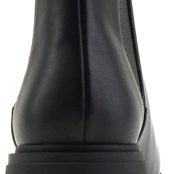 Women Chelsea Ankle Bootie Faux Suede Vegan Leather Lug Sole Block Heel - Picture 2 of 5